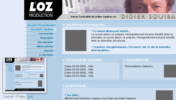 Charte graphique et ergonomie du site de la maison de disques L'OZ Production