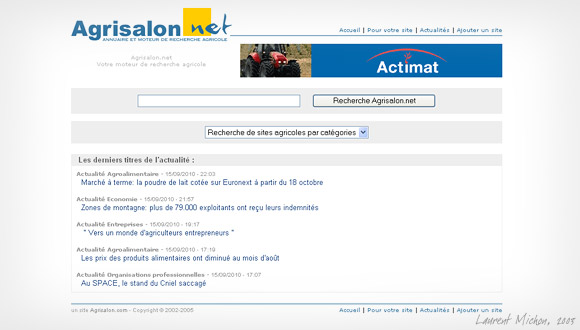 Annuaire et moteur de recherche agricole Agrisalon.net, version 2